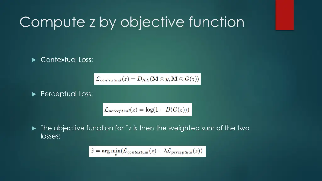 compute z by objective function 1