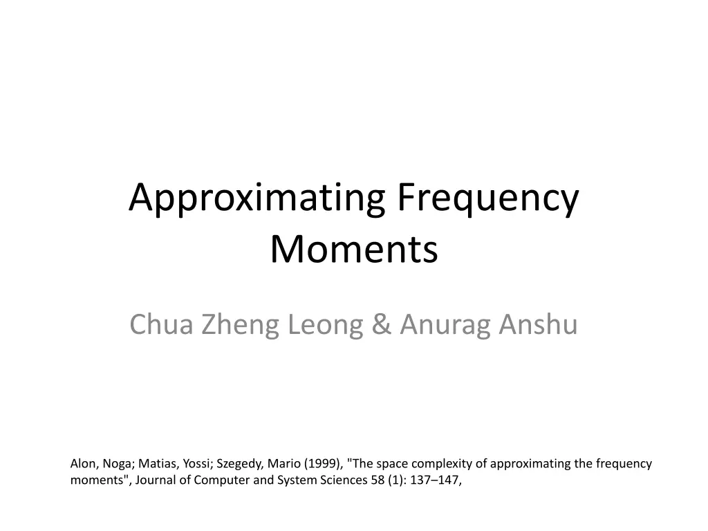 approximating frequency moments