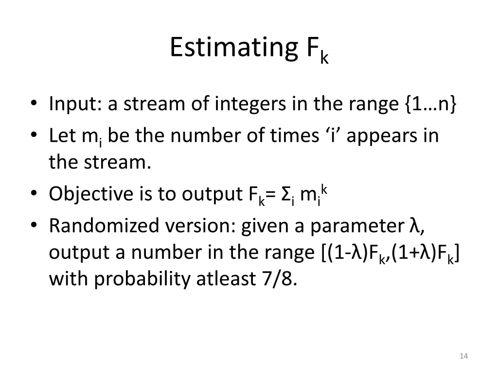 estimating f k