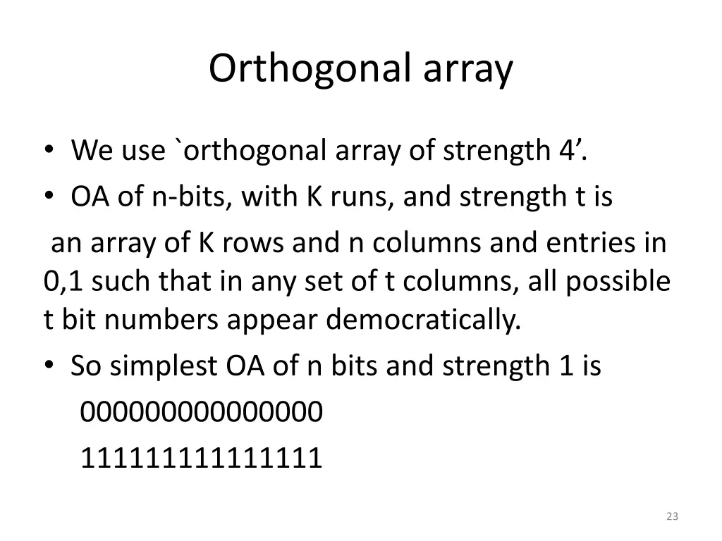 orthogonal array