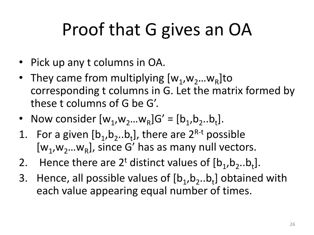 proof that g gives an oa