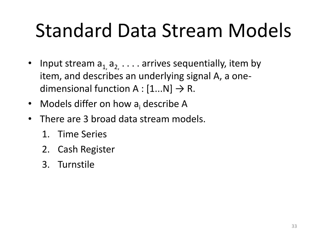 standard data stream models