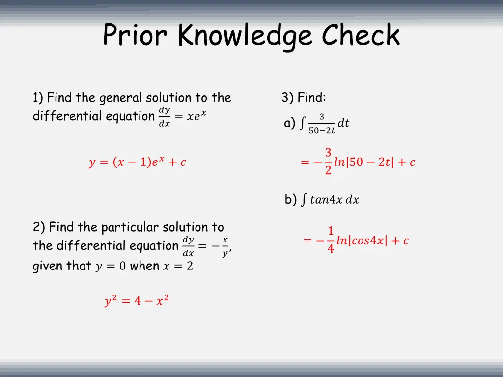 prior knowledge check