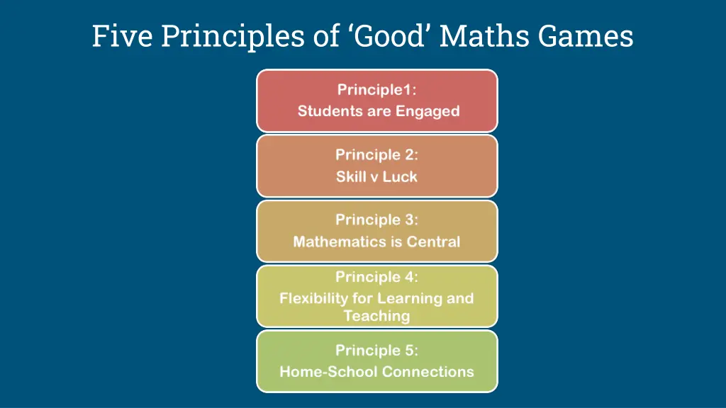 five principles of good maths games