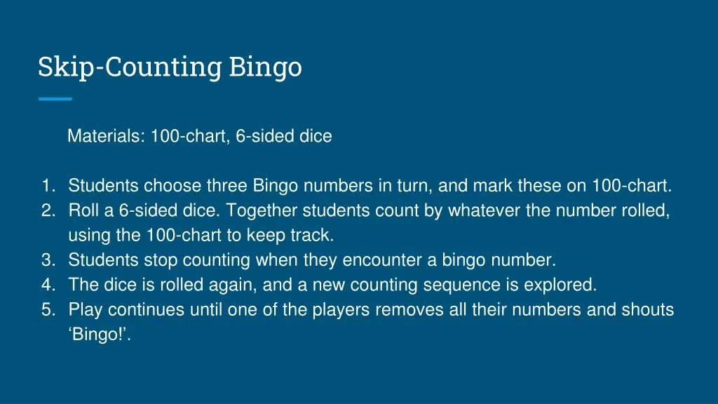 skip counting bingo