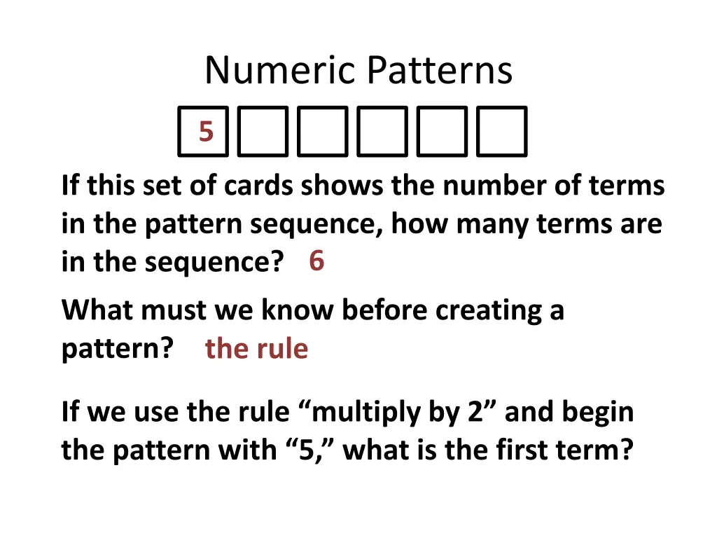 numeric patterns 6