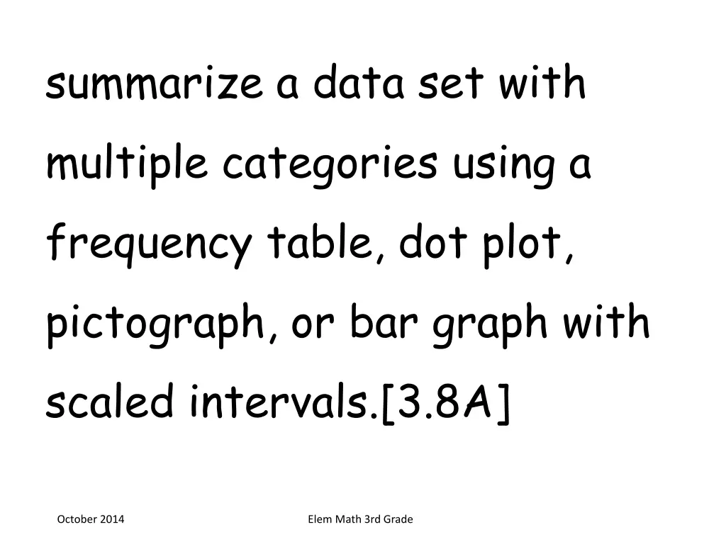 summarize a data set with multiple categories