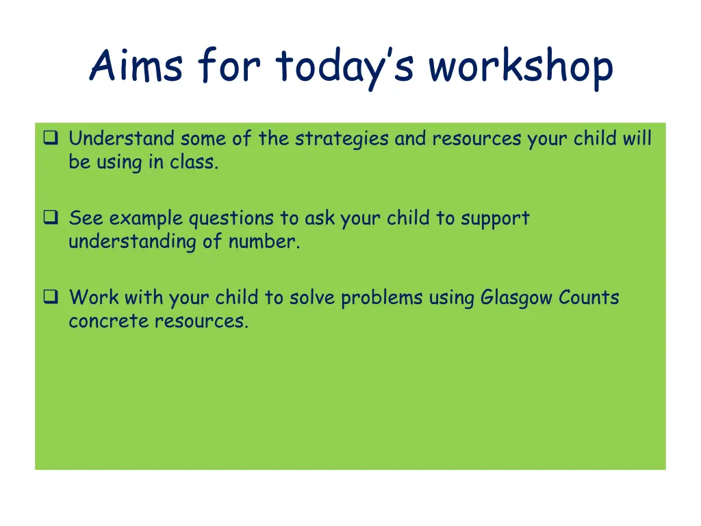 aims for today s workshop