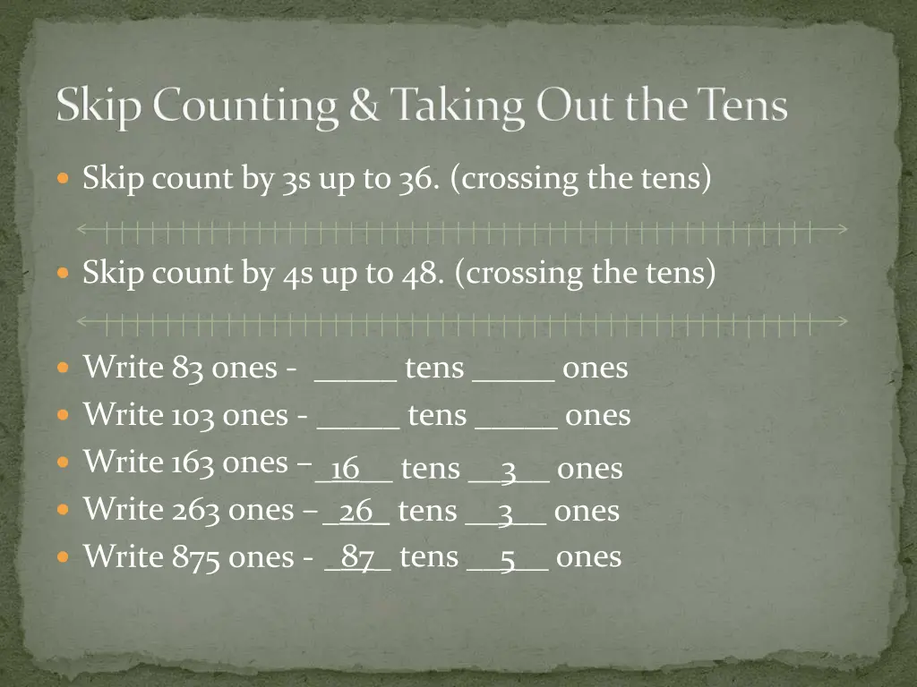 skip counting taking out the tens