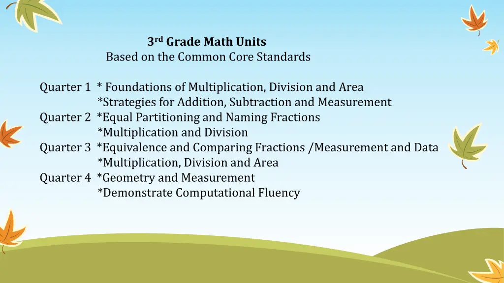 3 rd grade math units