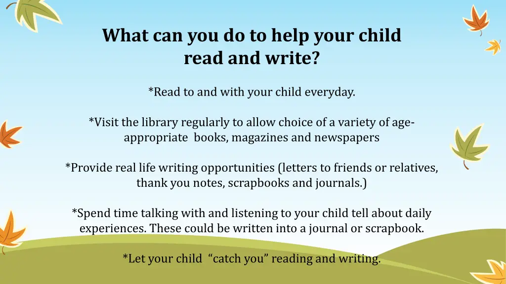 what can you do to help your child read and write