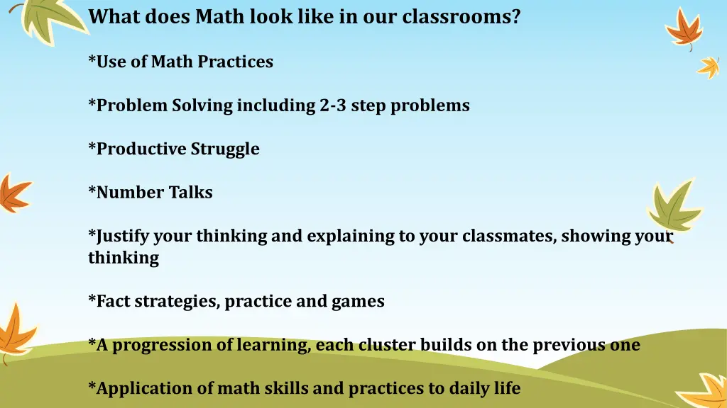 what does math look like in our classrooms