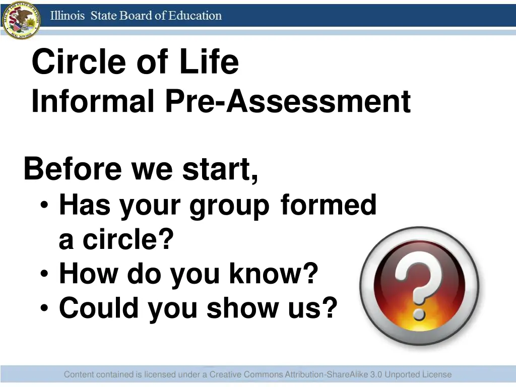 circle of life informal pre assessment