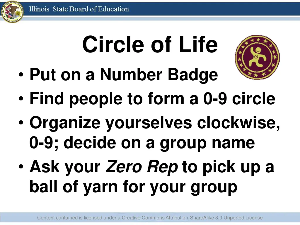 circle of life put on a number badge find people