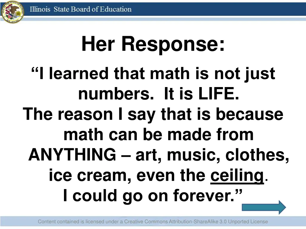 her response i learned that math is not just