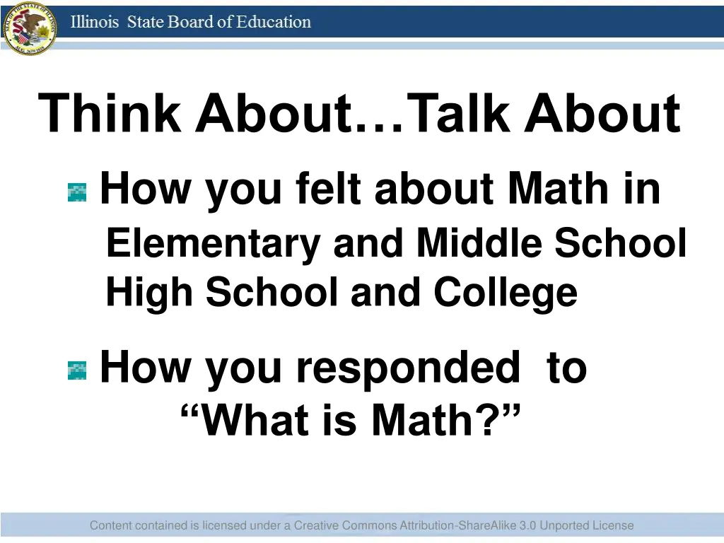 think about talk about how you felt about math