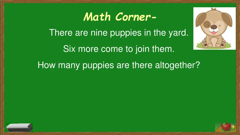 math corner there are nine puppies in the yard