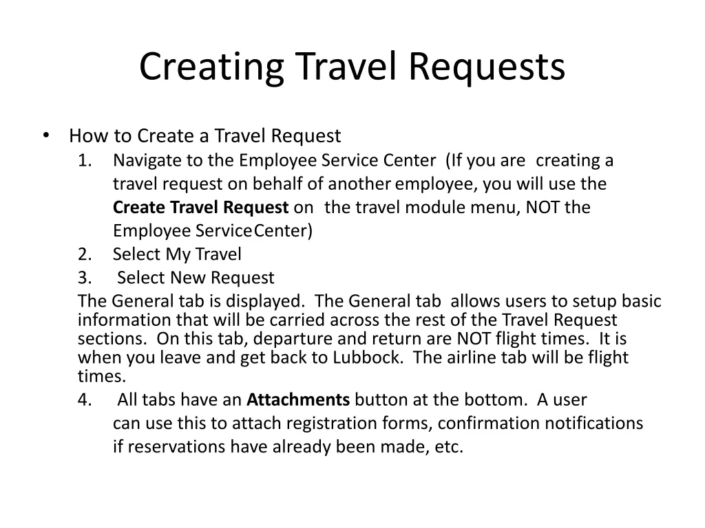 creating travel requests