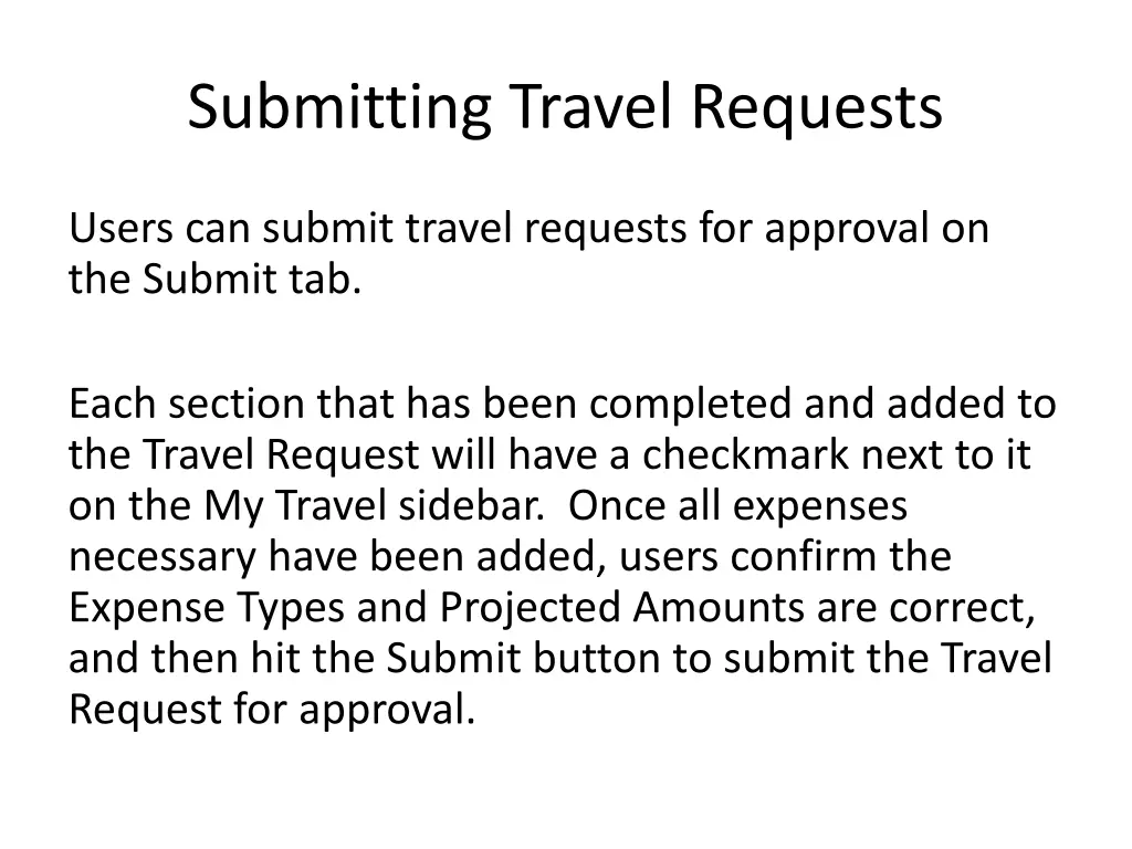 submitting travel requests