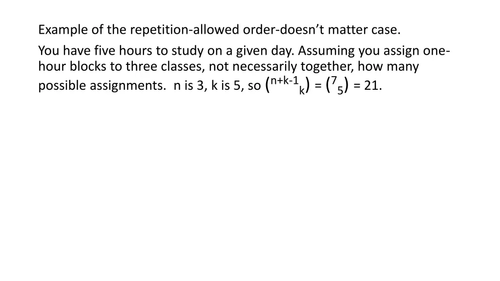 example of the repetition allowed order doesn