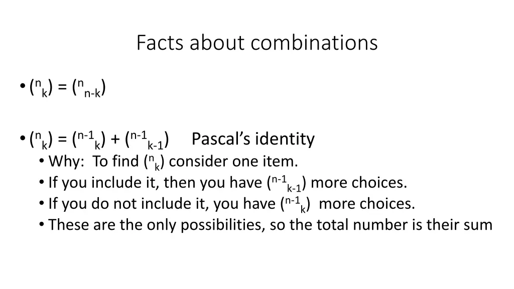 facts about combinations