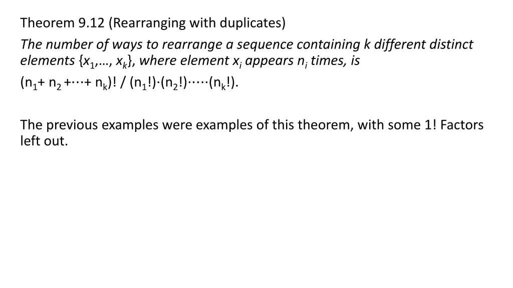 theorem 9 12 rearranging with duplicates