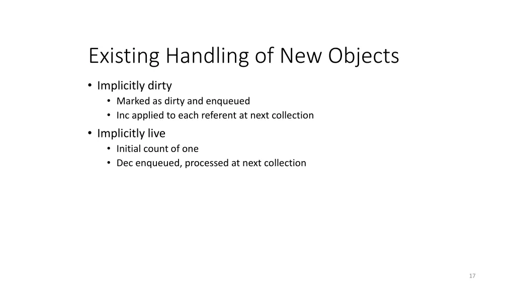 existing handling of new objects