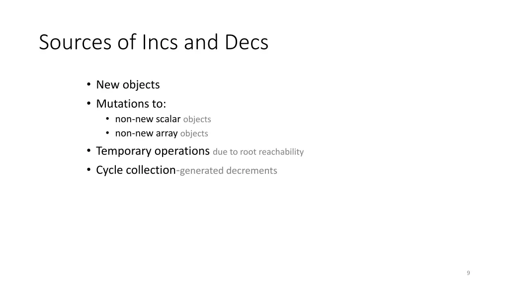 sources of incs and decs