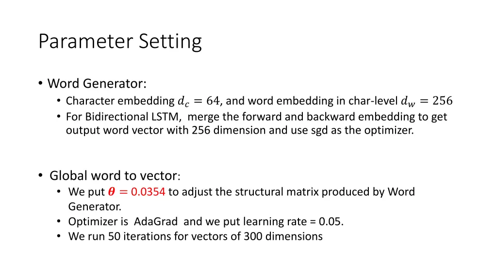 parameter setting