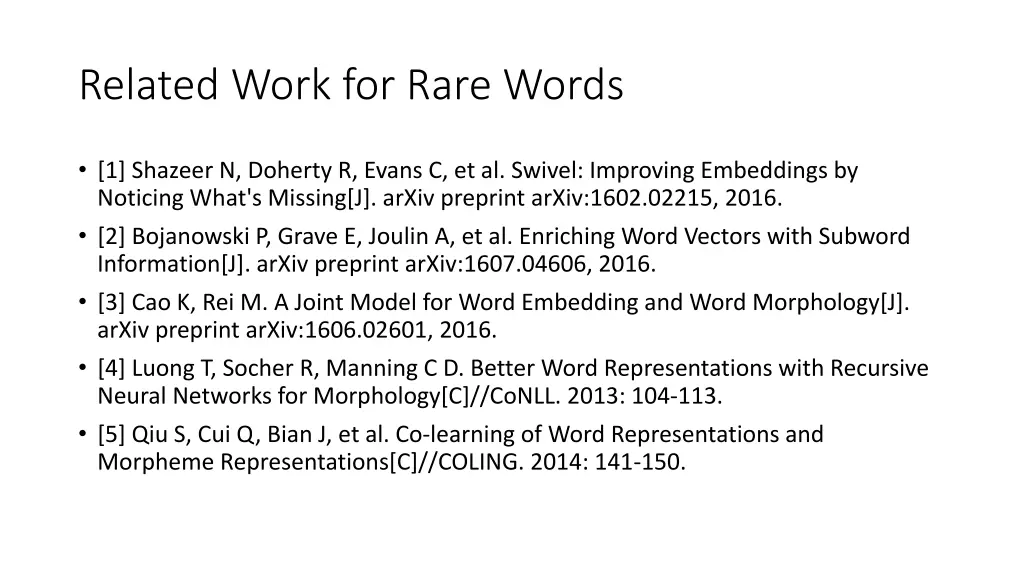 related work for rare words