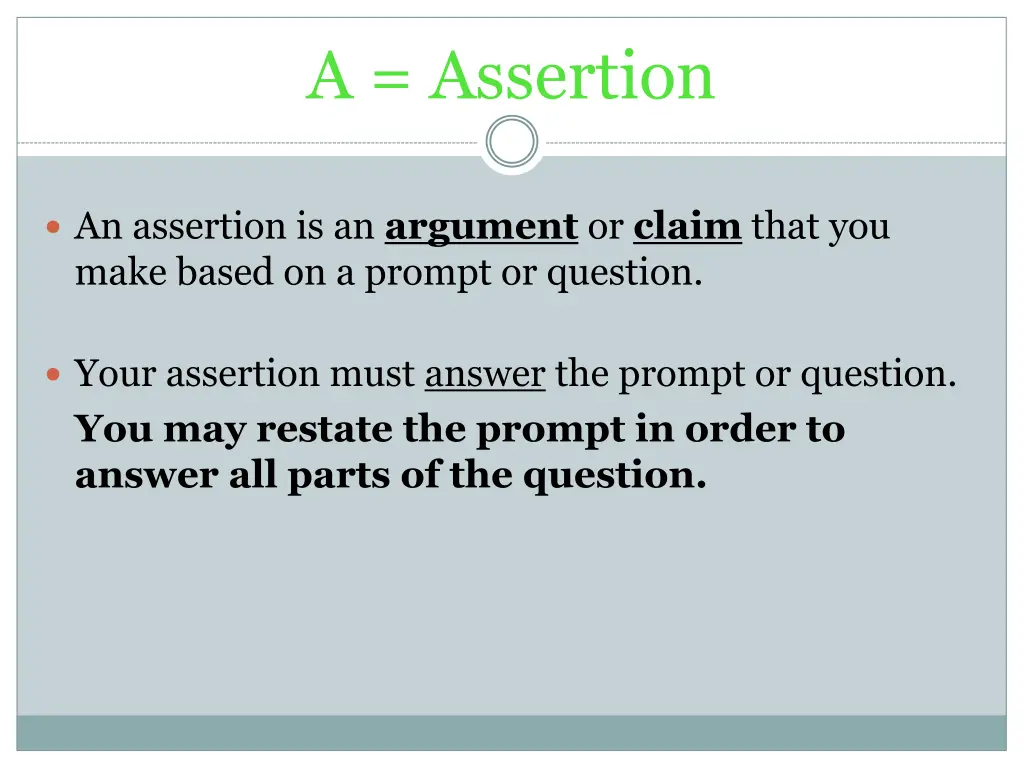 a assertion