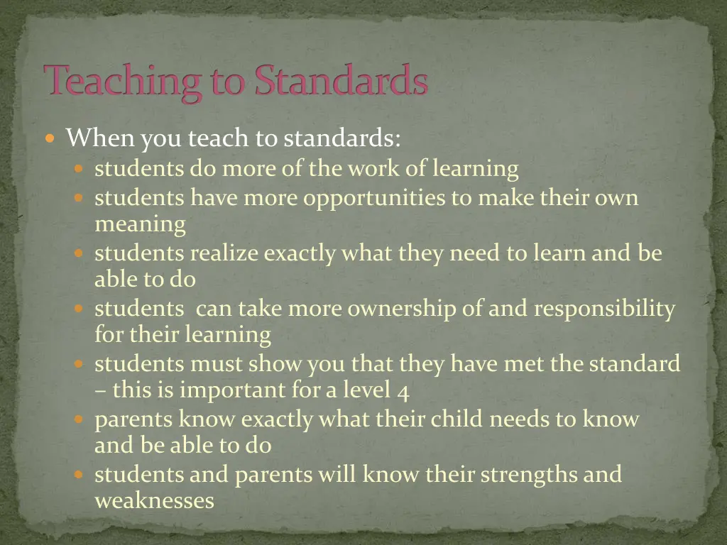 teaching to standards 2