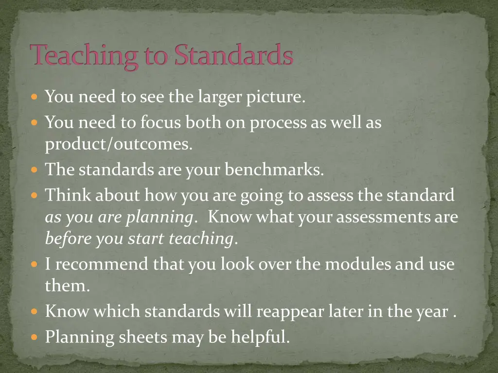 teaching to standards 3