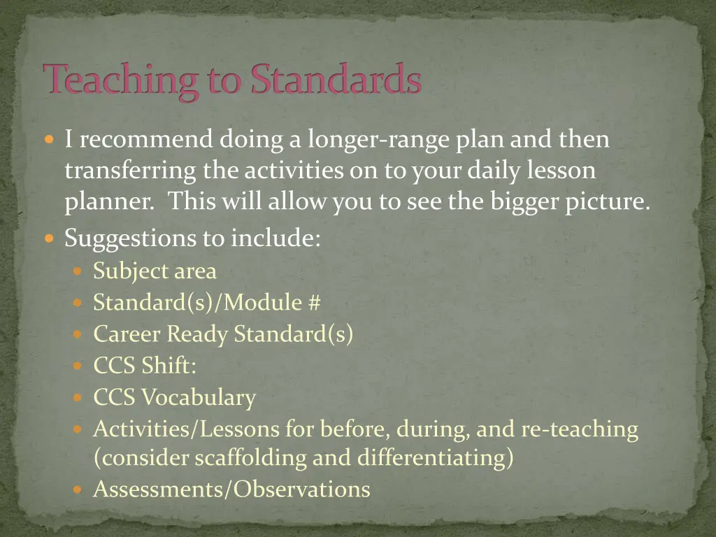 teaching to standards 4