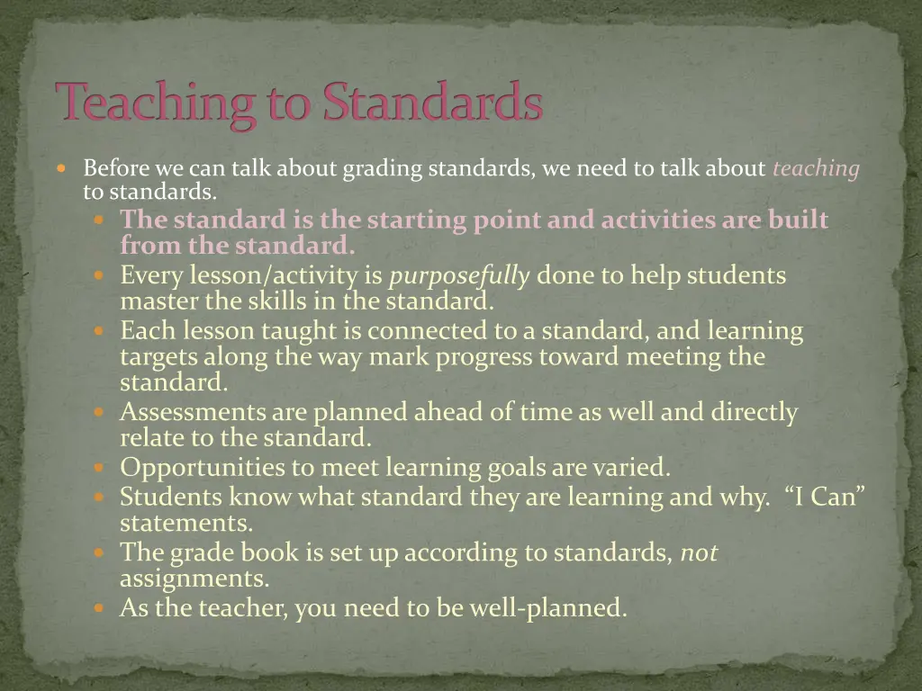 teaching to standards