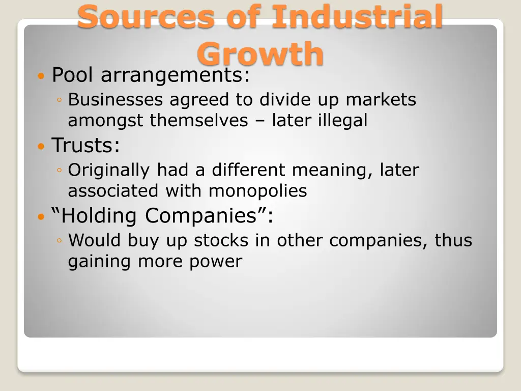 sources of industrial growth pool arrangements