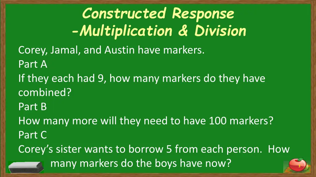 constructed response multiplication division