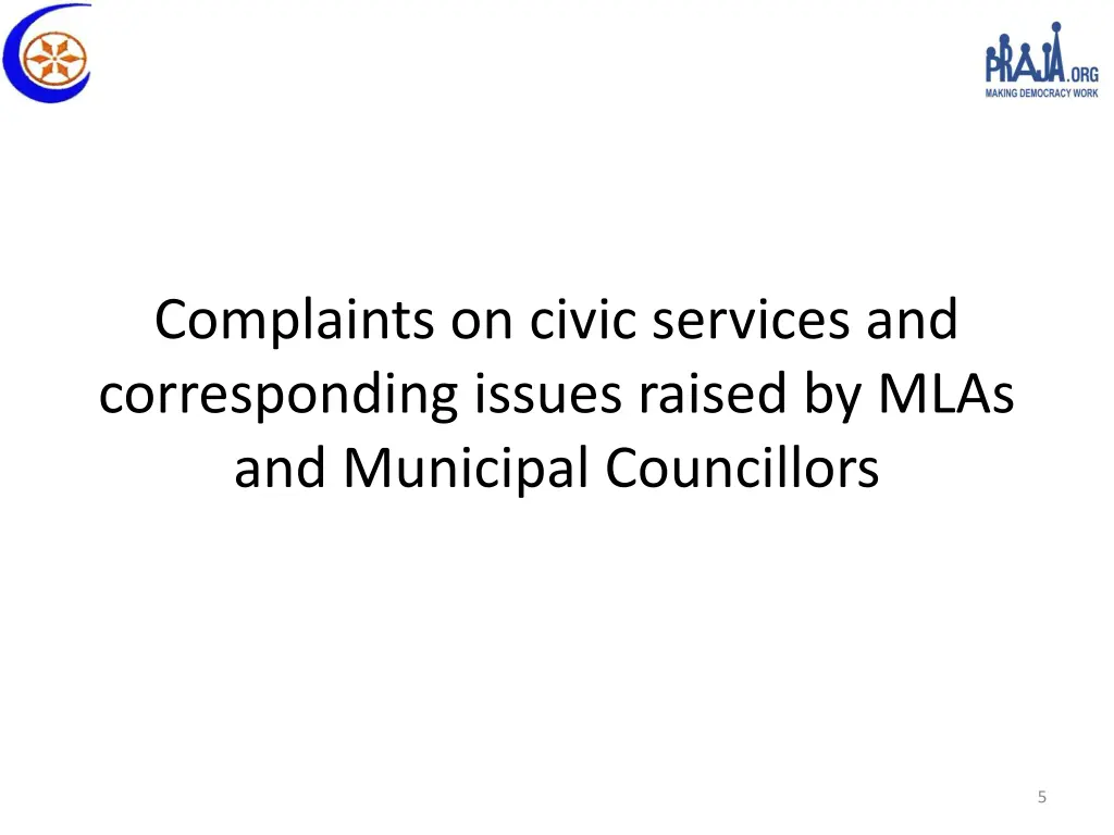 complaints on civic services and corresponding