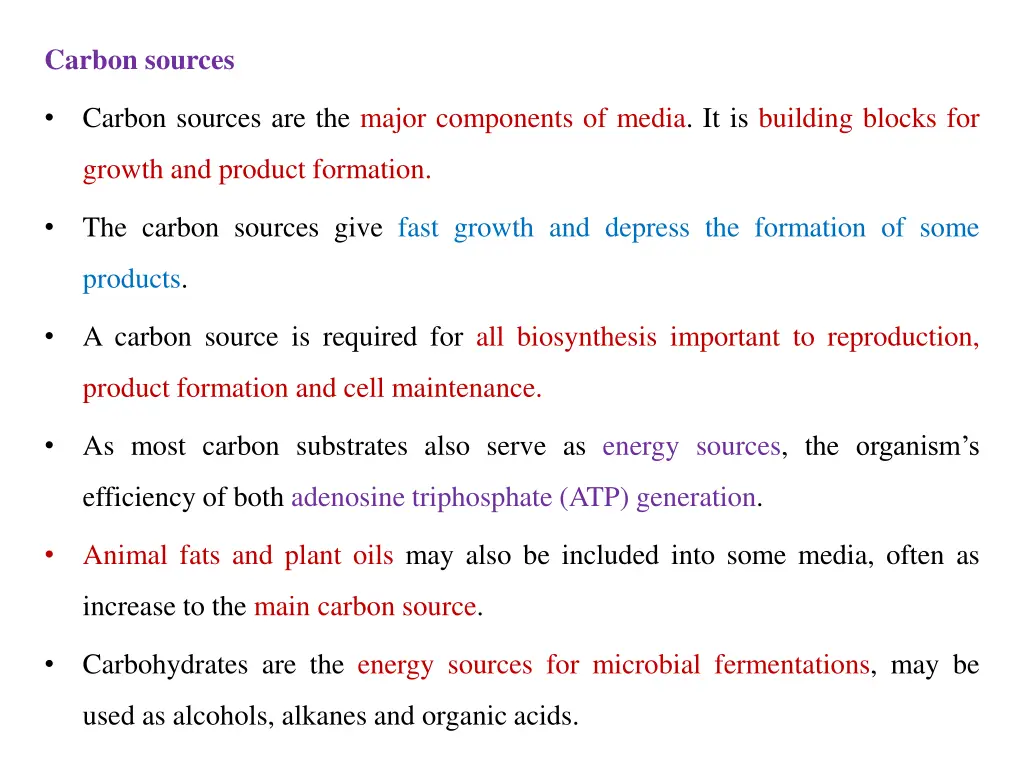 carbon sources