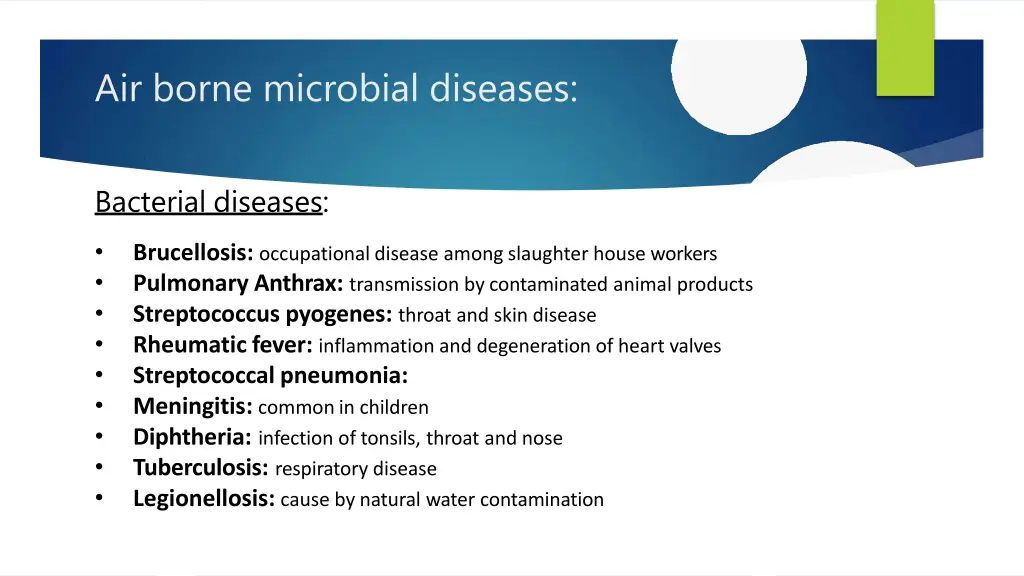 air borne microbial diseases