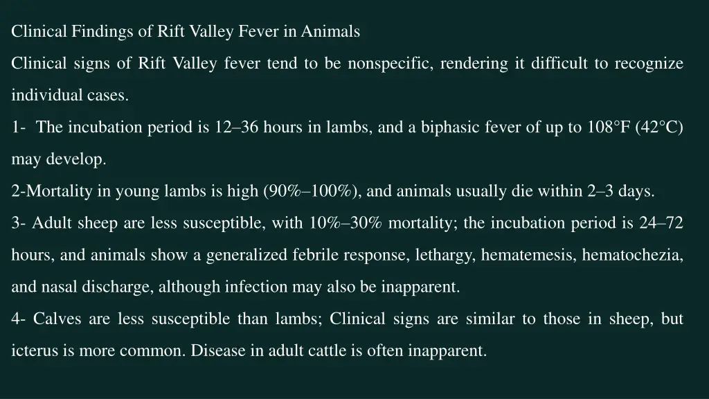 clinical findings of rift valley fever in animals