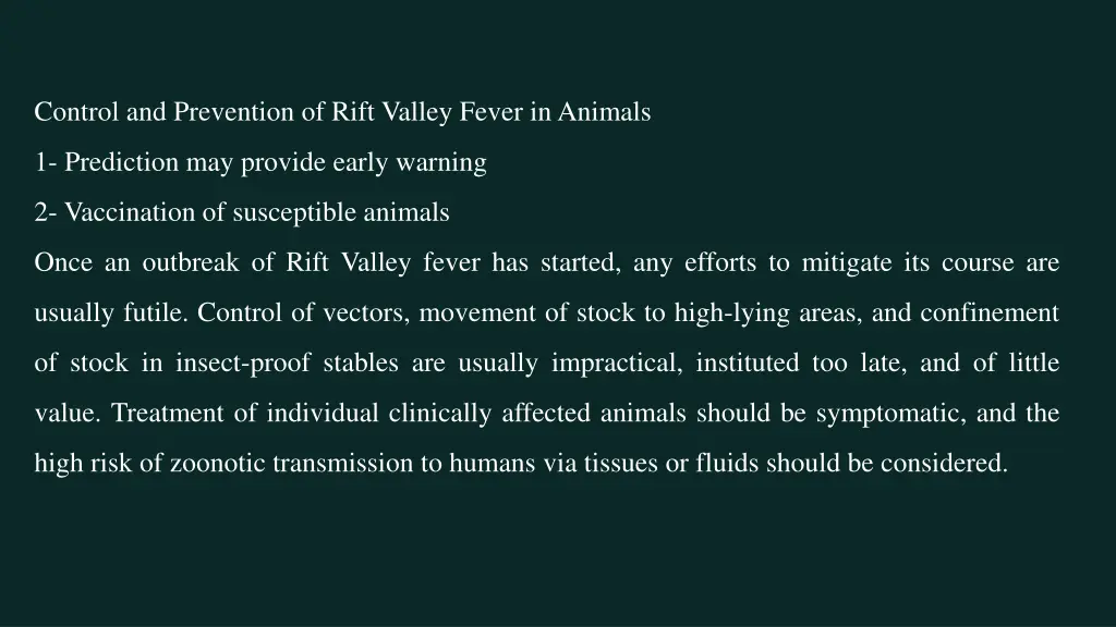 control and prevention of rift valley fever