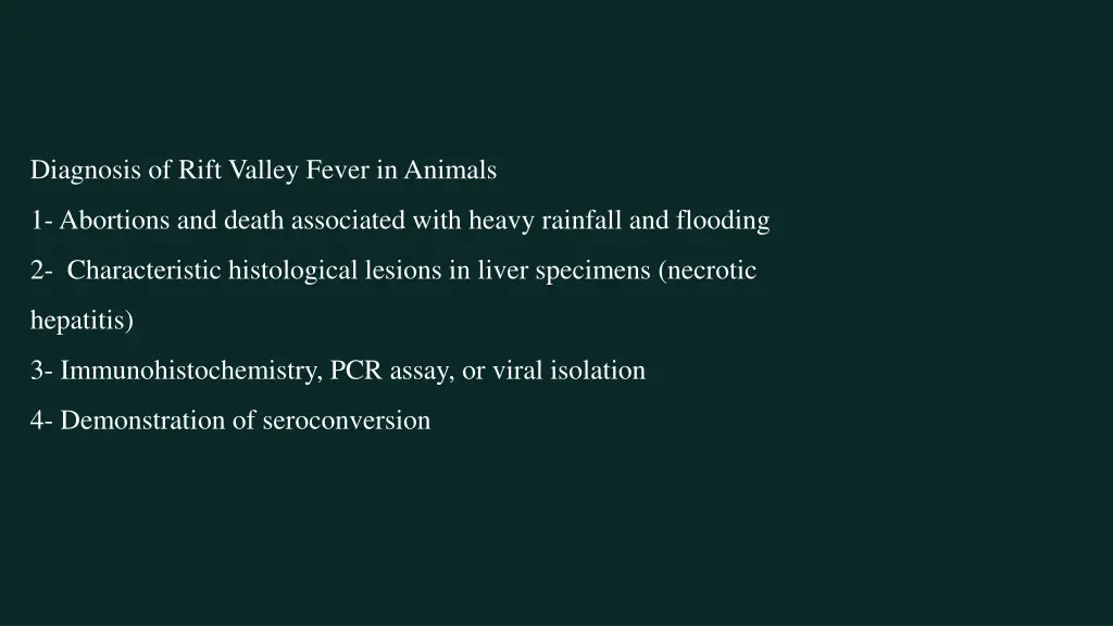 diagnosis of rift valley fever in animals