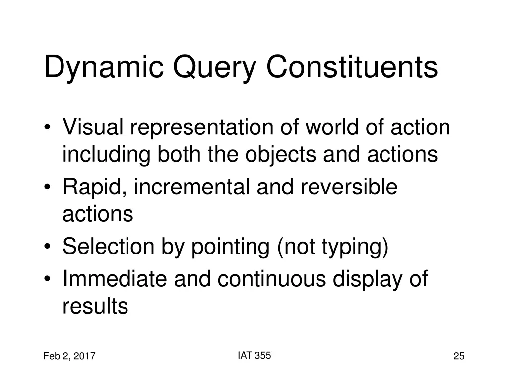 dynamic query constituents