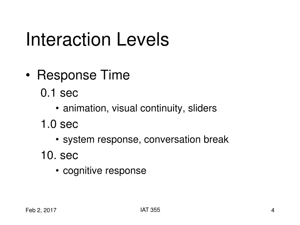 interaction levels