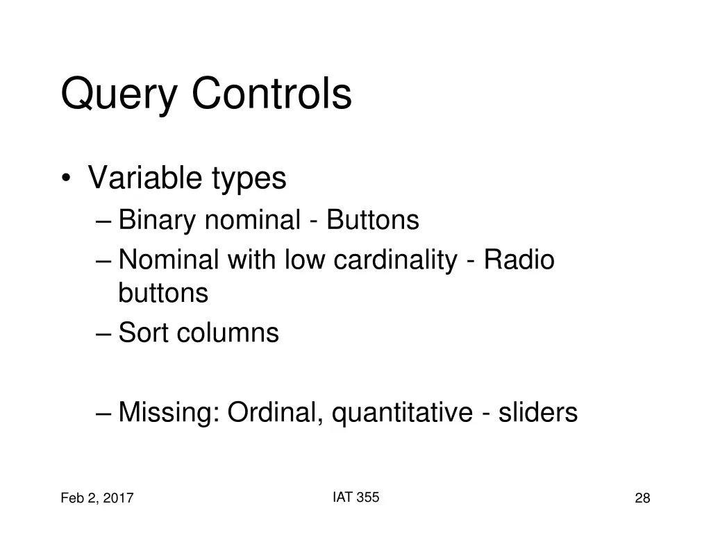 query controls