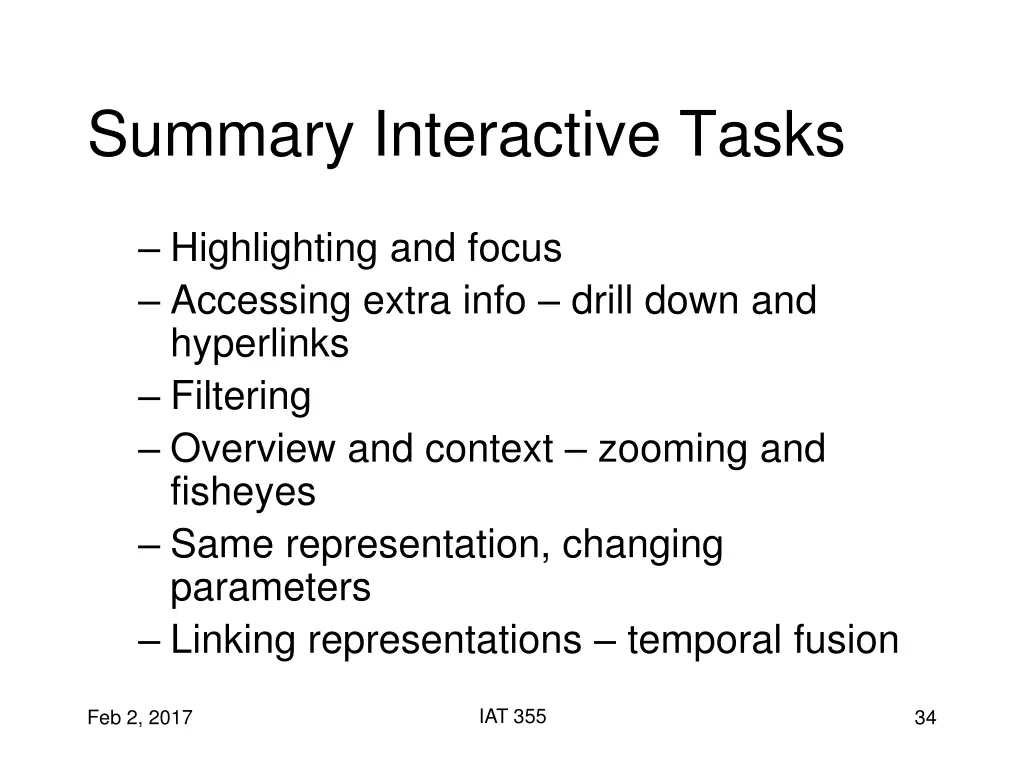 summary interactive tasks