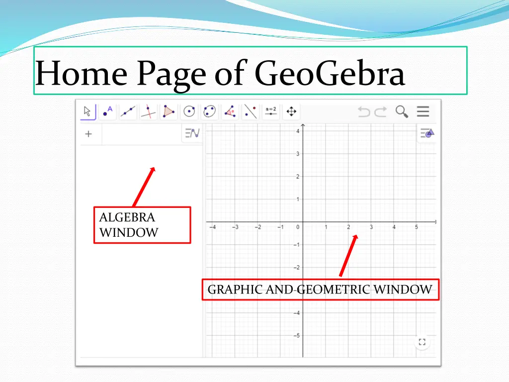 home page of geogebra