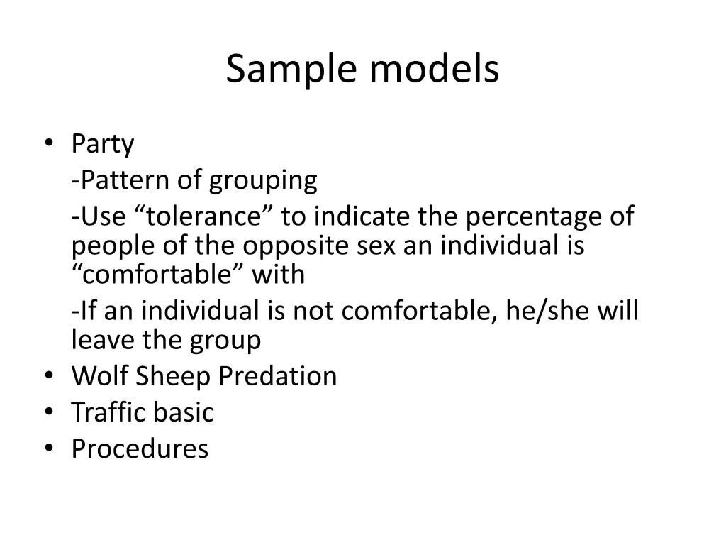 sample models