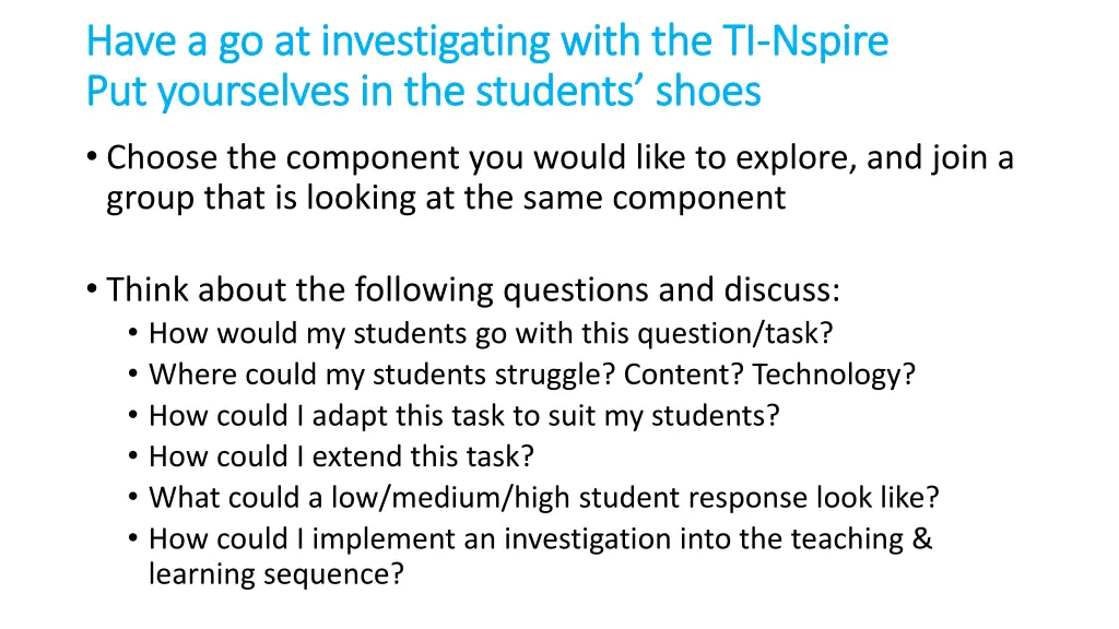 have a go at investigating with the ti have